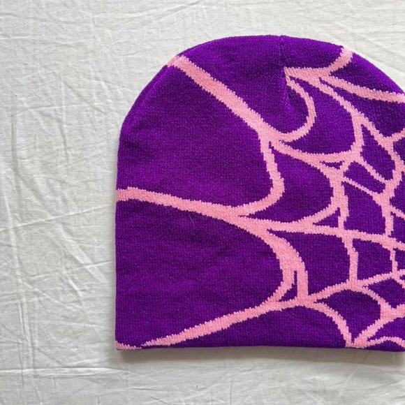 Y2K spiderweb purple and pink beanie - Picture 3 of 7
